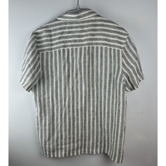 Everlane The Resort Shirt in Linen Mens - Stripe  - Medium Bone & Black - Picture 5 of 8